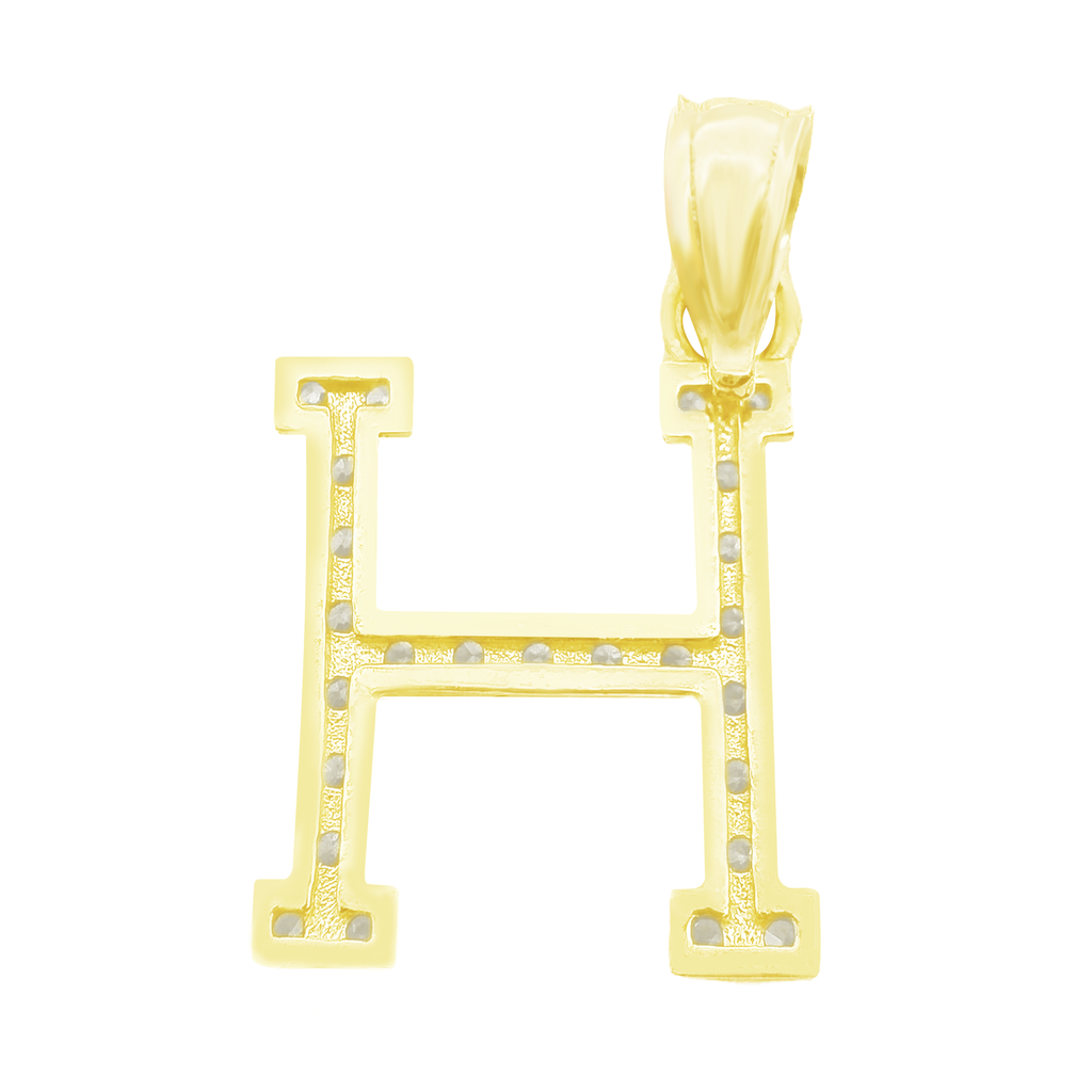 10K Yellow Gold Cubic Zirconia Letter "H" Pendant 0.5Dwt