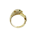 10K Yellow Gold Cz Panther Head Ring Size 7 2.5Dwt