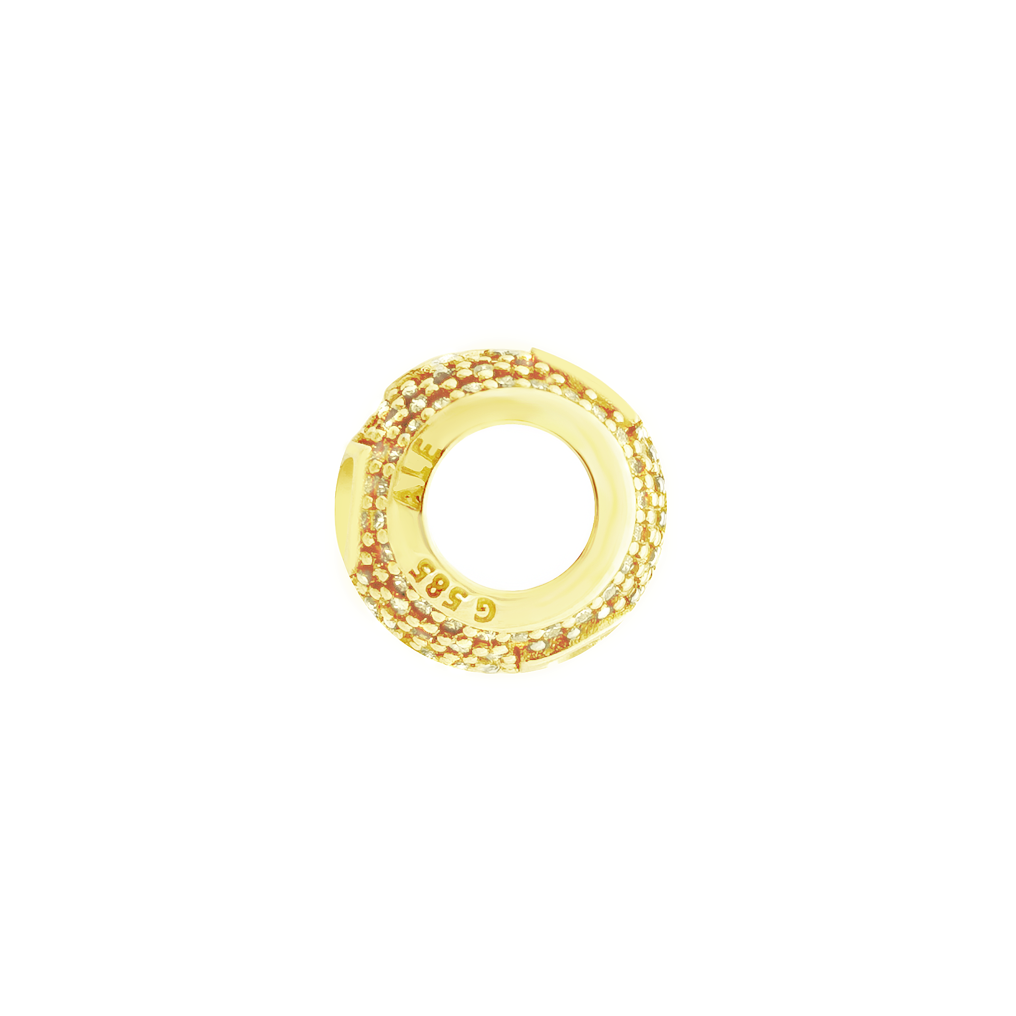 14K Yellow Gold Cz Open Heart Charm 1.6Dwt