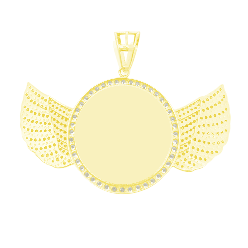 10K Yellow Gold Free Form Style Mirror W/ Cz Charm 5.9Dwt