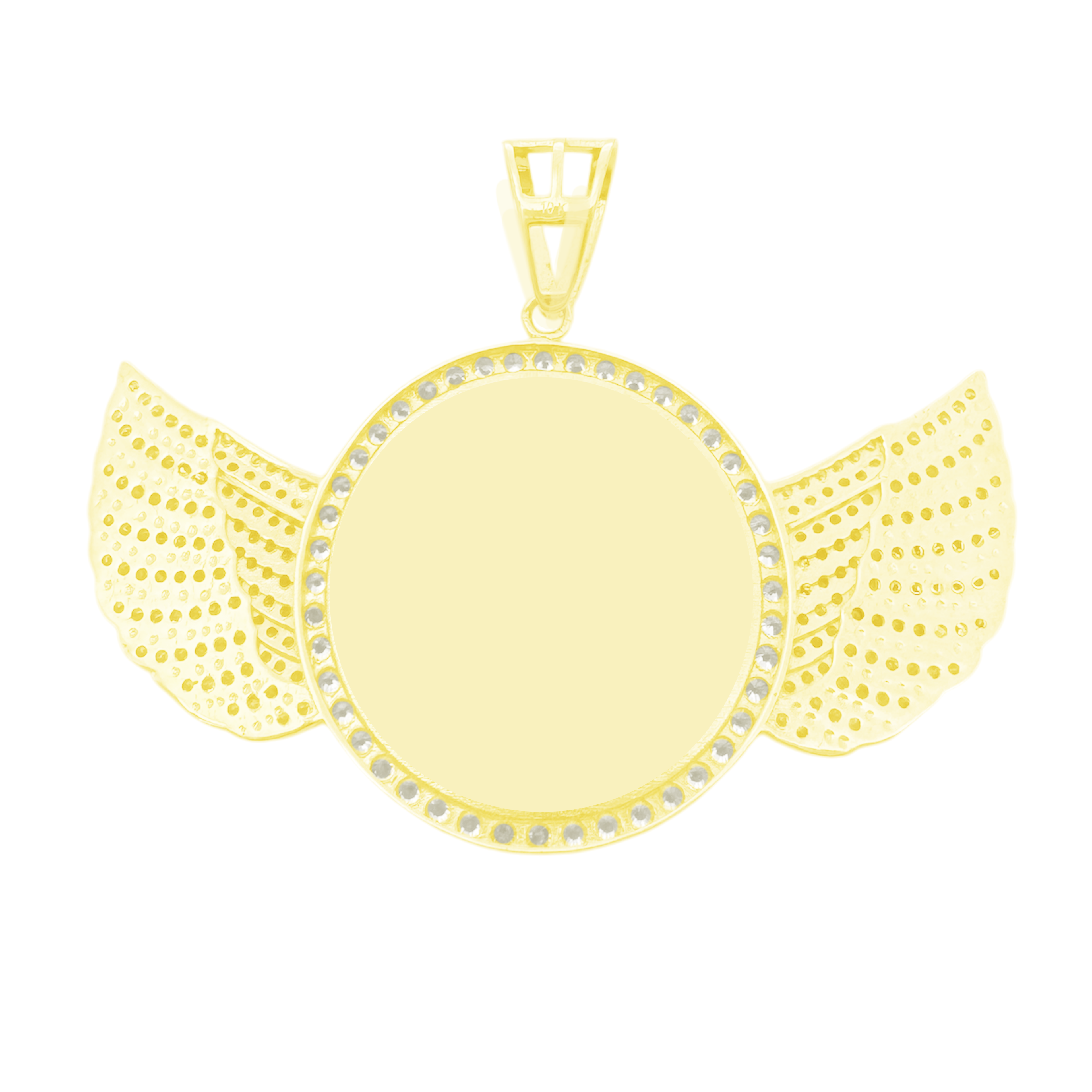 10K Yellow Gold Free Form Style Mirror W/ Cz Charm 5.9Dwt