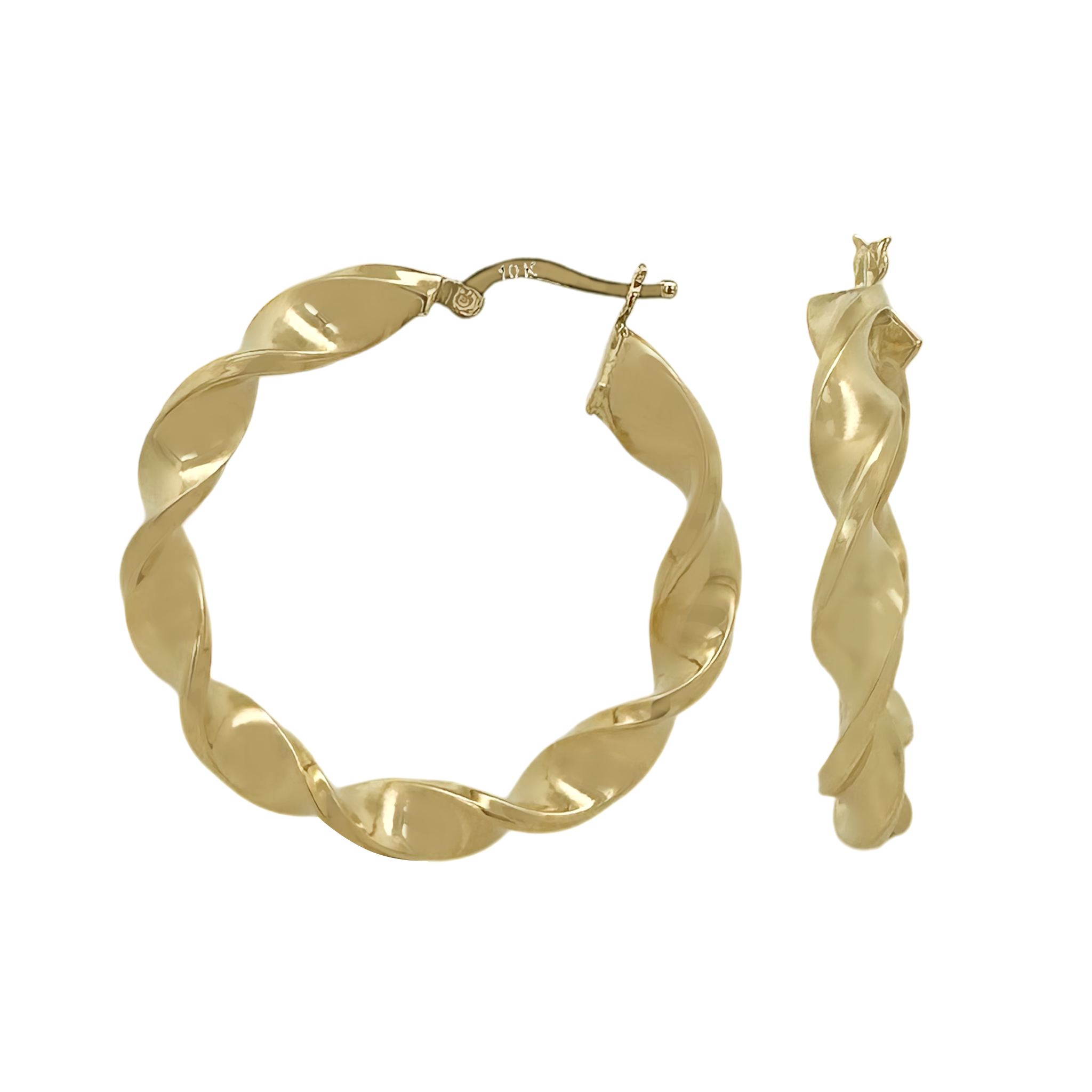 10K Yellow Gold  Twisted  Hoop Earrings 2.8Dwt
