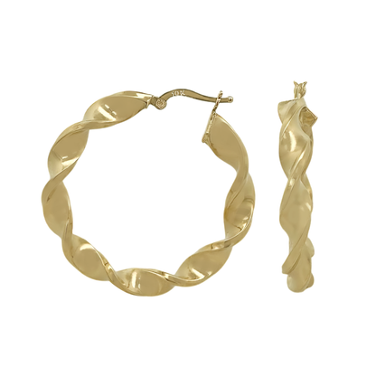 10K Yellow Gold  Twisted  Hoop Earrings 2.8Dwt