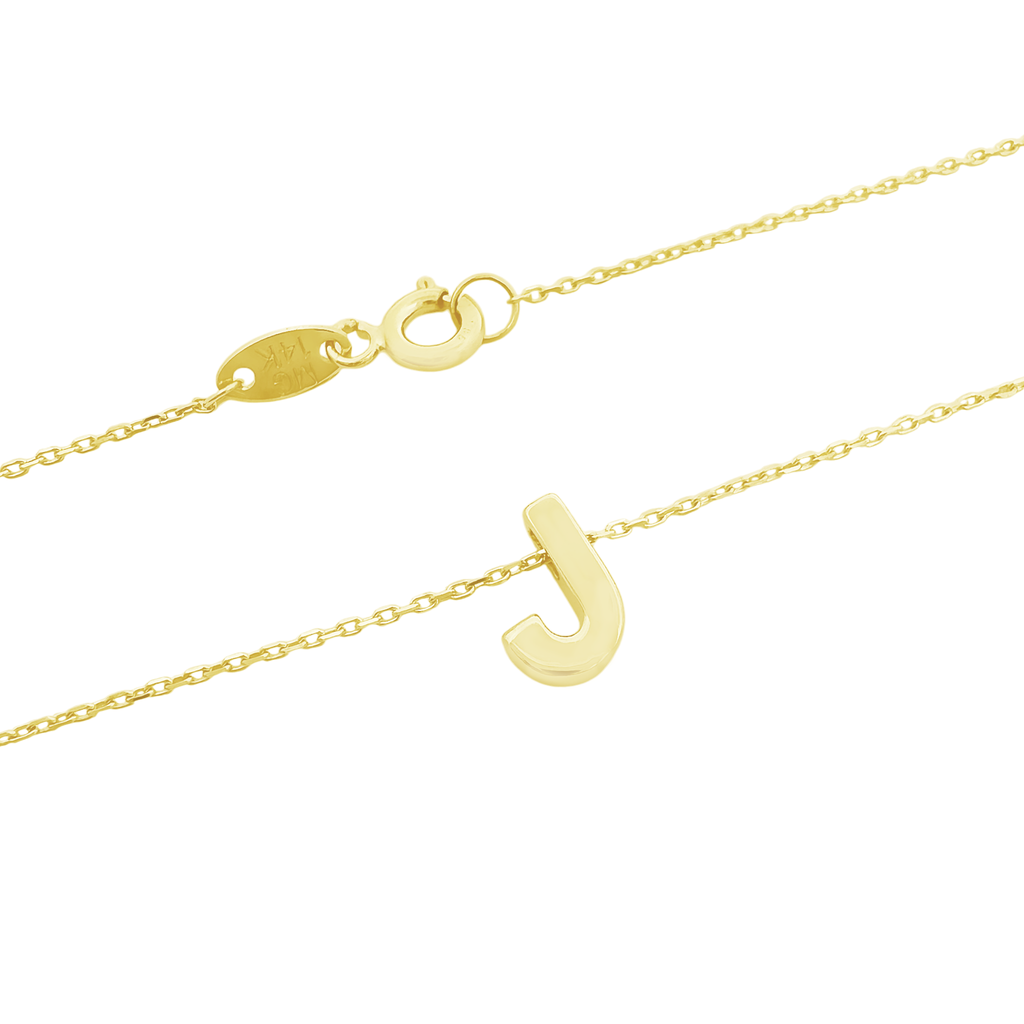 14K Yellow Gold Letter "J" Necklace 0.9Dwt