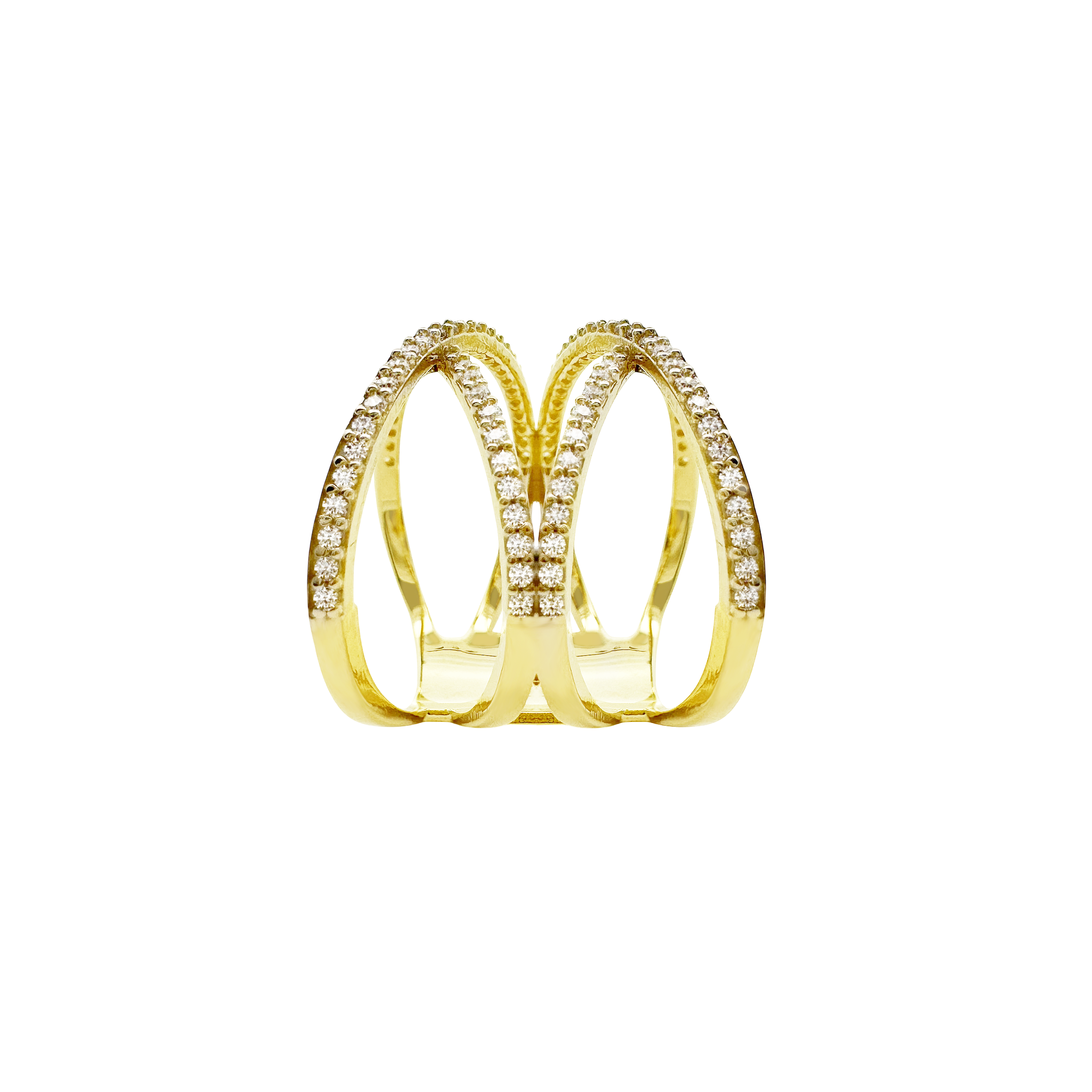 10K Yellow Gold Cz Fashion Ring Size 7 3.3Dwt
