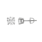 14K White Gold Diamond Solitaire Stud Earrings -4 Prong Basket