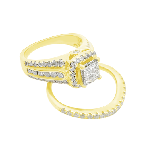 14K Yellow Gold Diamond Wedding Set Ring Size 5.5 5.2Dwt