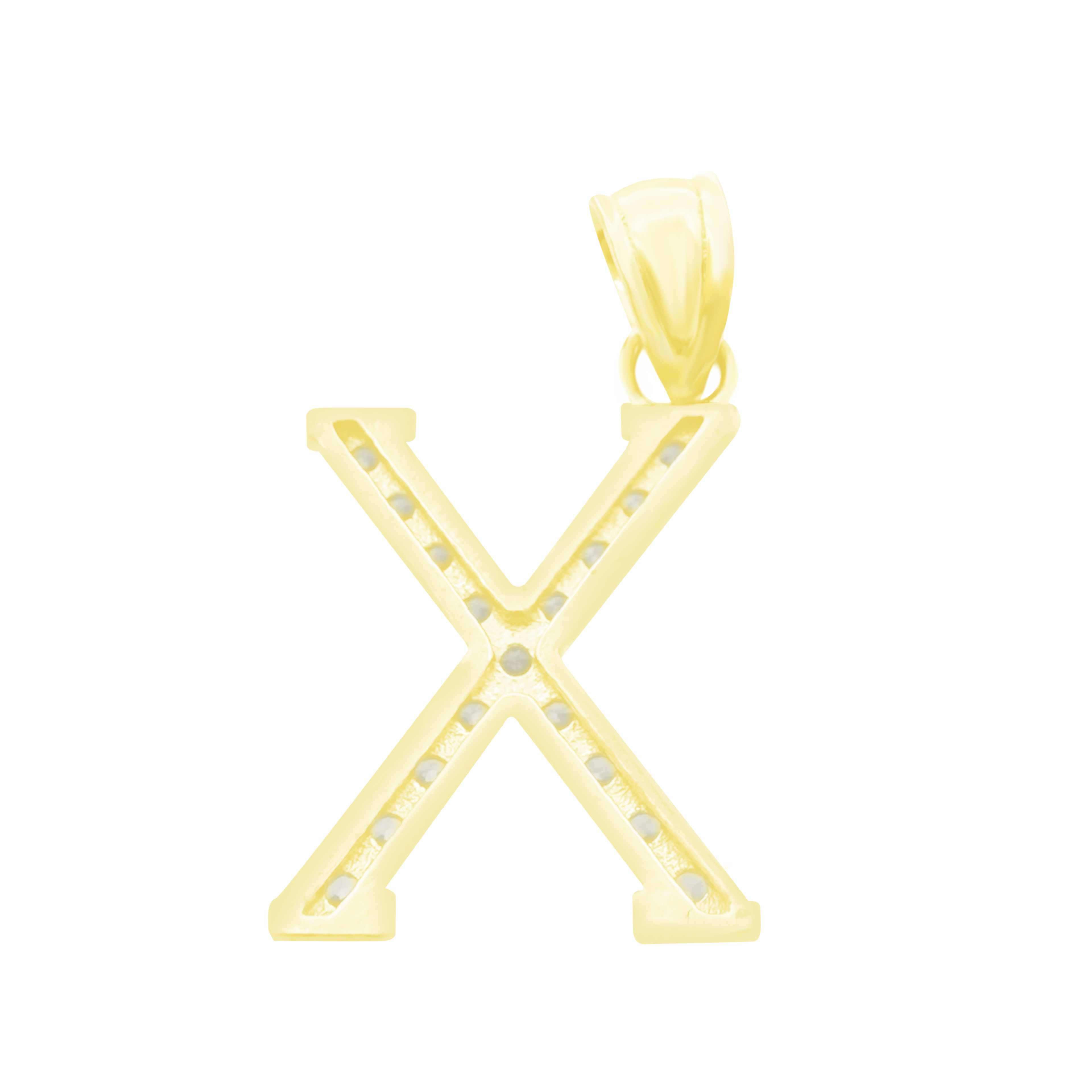 10K Yellow Gold Cubic Zirconia Letter "X" Pendant 0.4Dwt