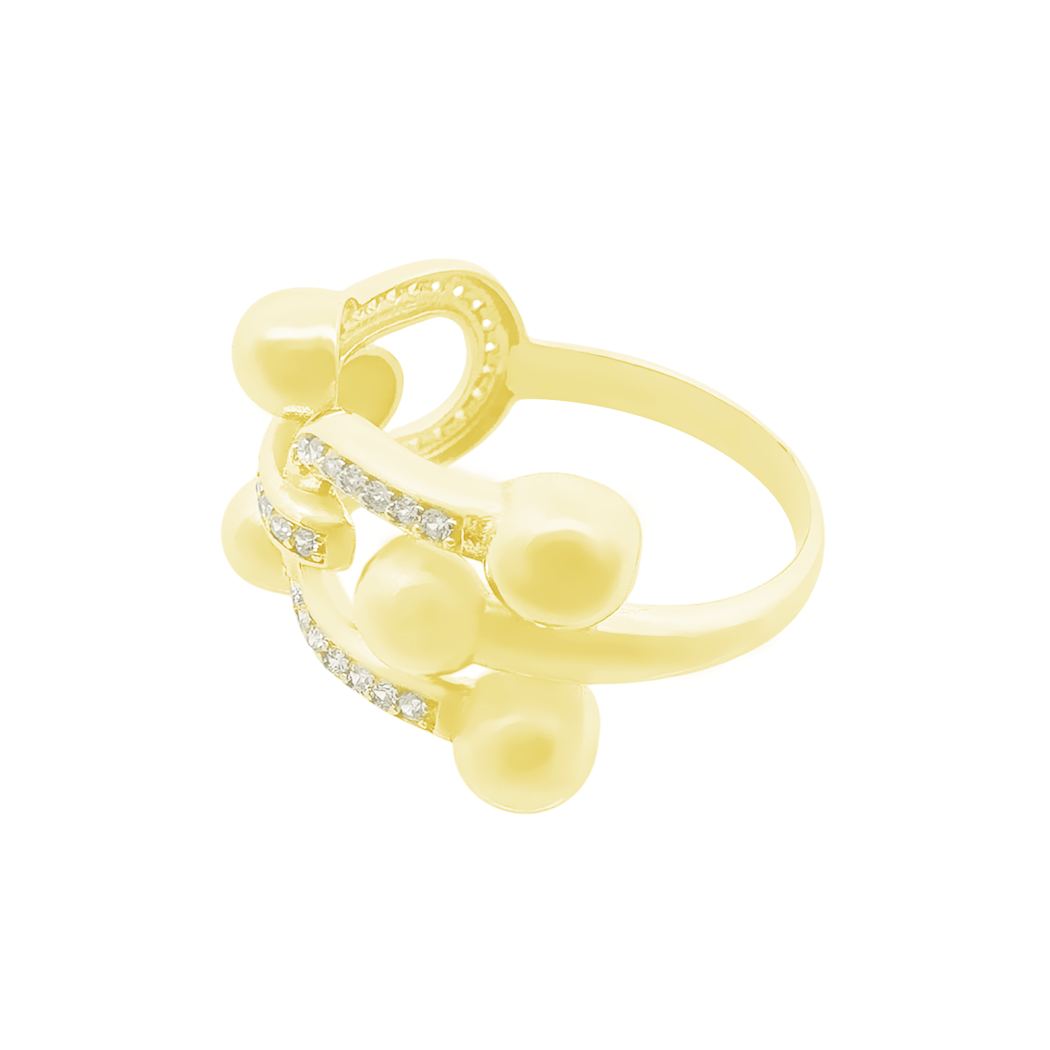 10K Yellow Gold Cz Stirrup Ring Size 8 2.1Dwt