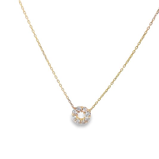 14K Yellow Gold Circle Cz Pendant Necklace 18N