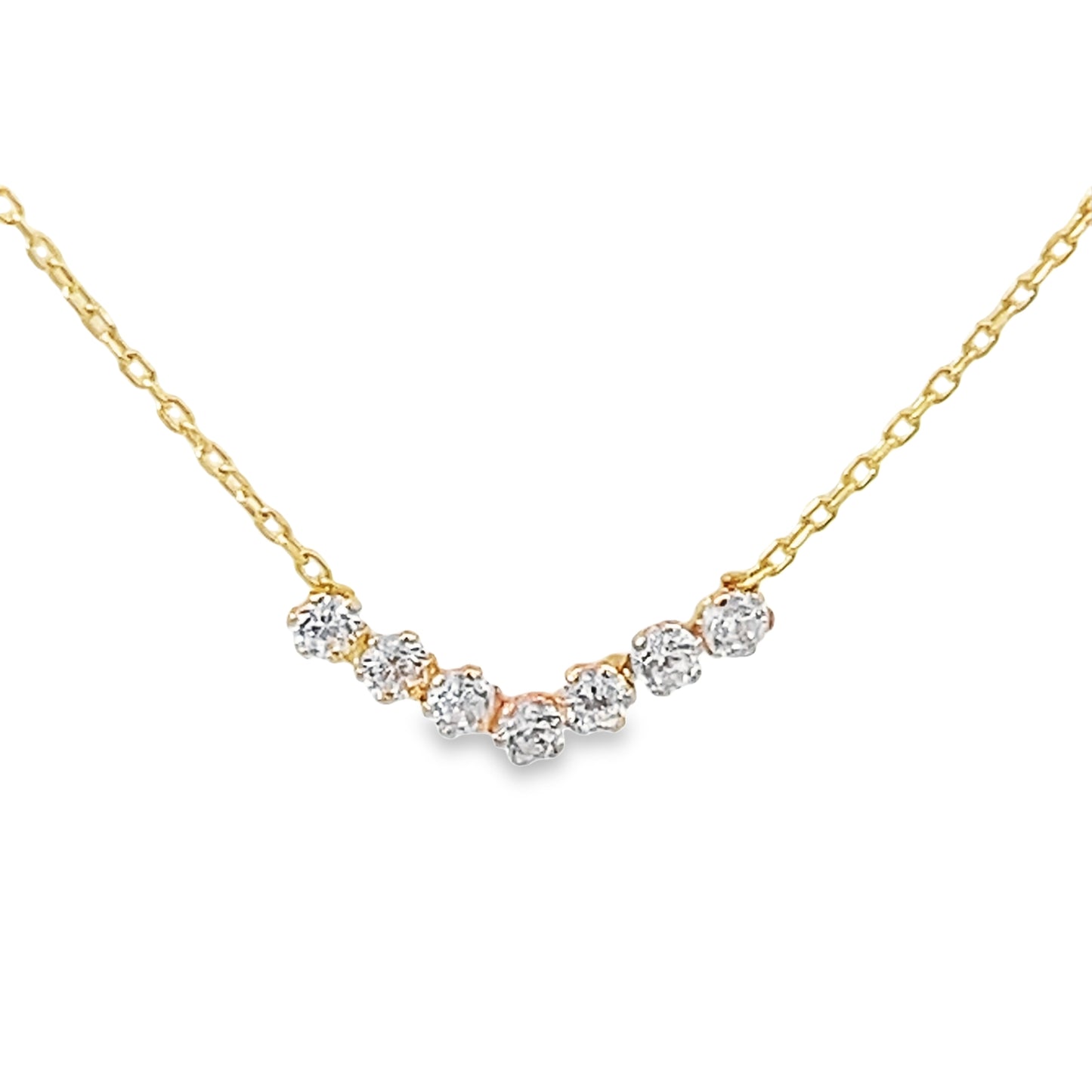 14K Yellow Gold Cz Pendant Necklace 18In