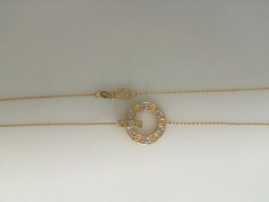 0.34Ctw 18K Yellow Gold Diamond Screw Style Pendant Necklace
