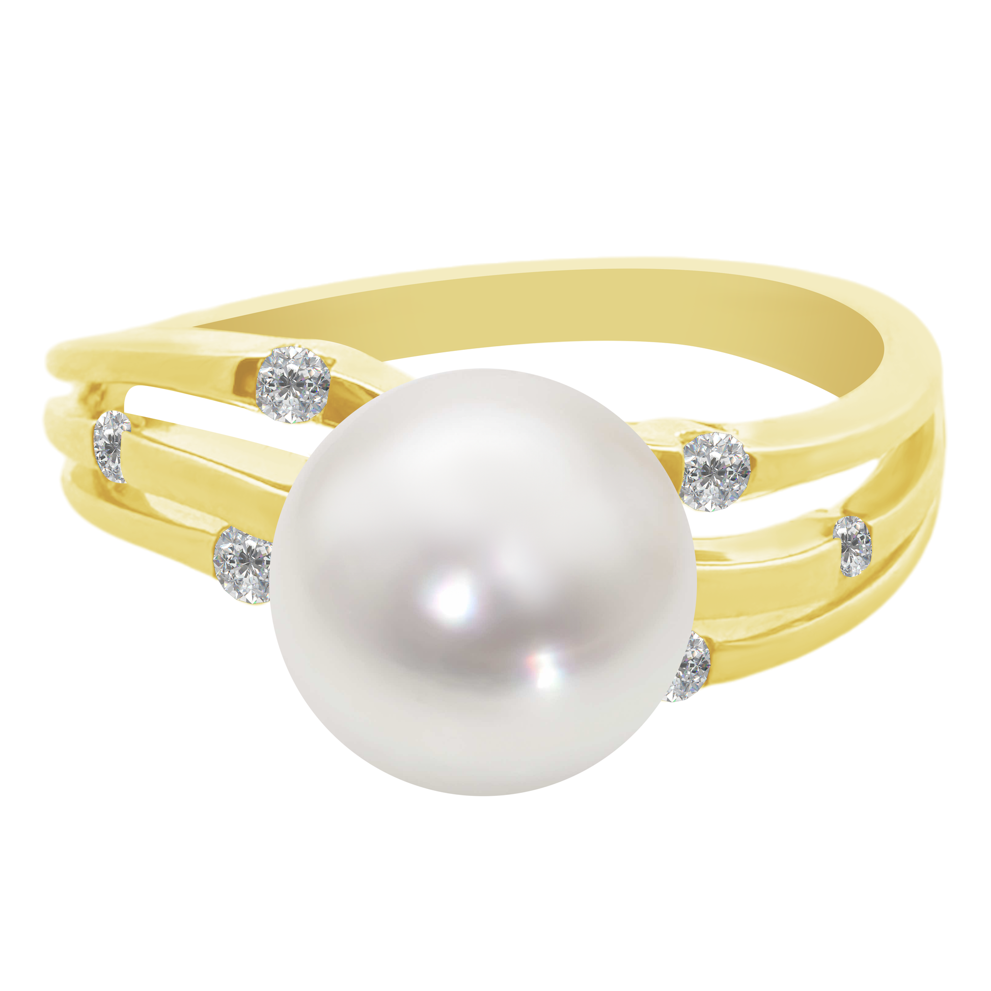 2.91Plrd 0.10 Dird 14K Yellow Gold Pearl & Dia Ring Size 7 2.2Dwt