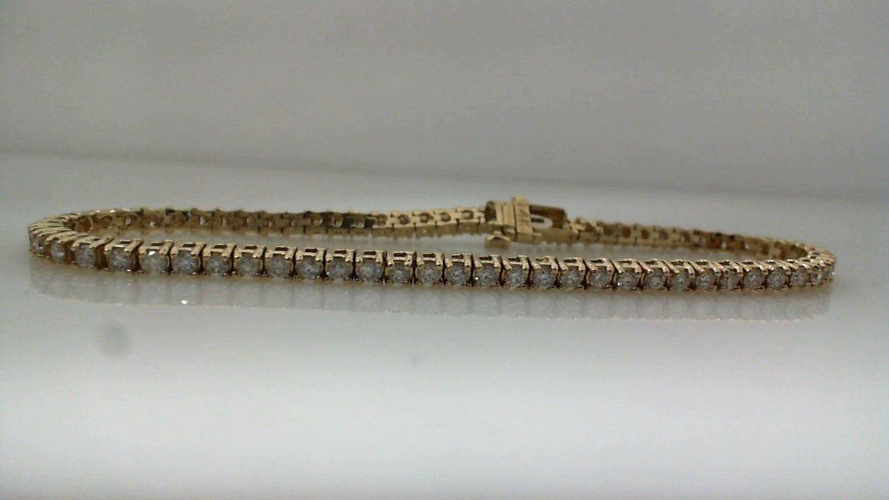 14K Yellow Gold Diamond Tennis Bracelet 7In 6.2Dwt