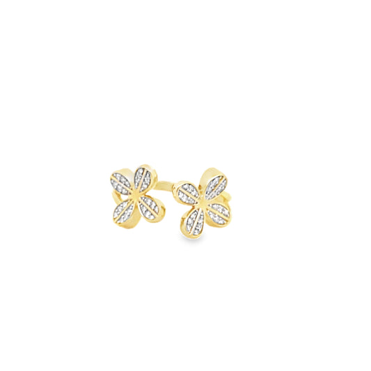 0.15Ctw 14K Yellow Gold Diamond Flower Ring Size 7 2.2Dwt
