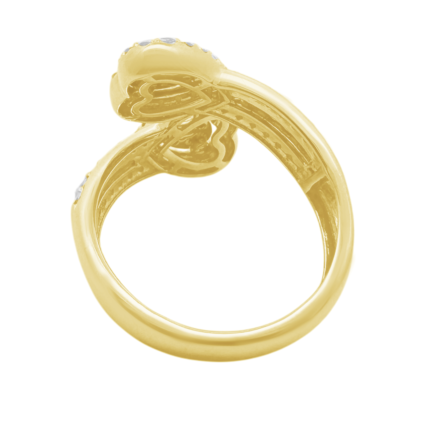 0.80Ctw 10K Two Tone Double Heart Diamond  Fashion Ring Size 7 3.0Dwt