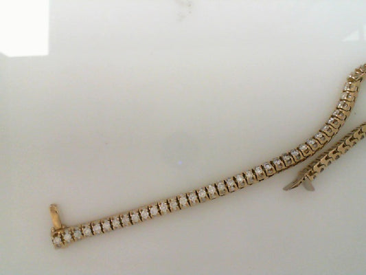 14K Yellow Gold Diamond Tennis Bracelet 7In 6.2Dwt