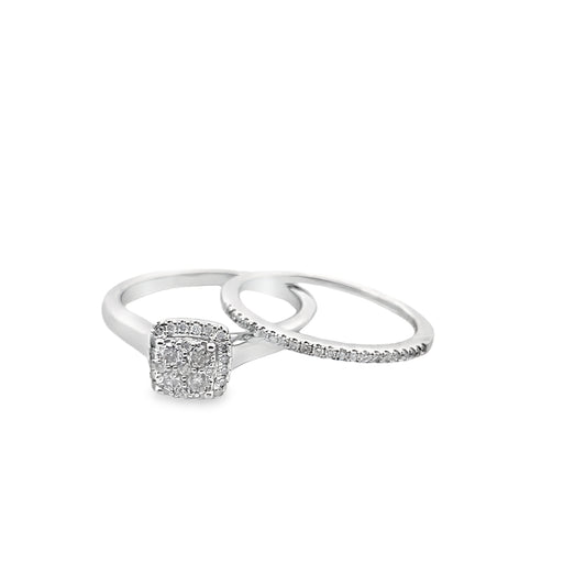 0.33Ctw 14K White Gold Diamond Bridal Set  Size 7 3.4Dwt