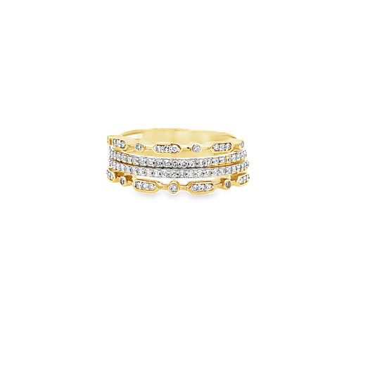 0.40Ctw 14K Yellow Gold Diamond Stacking Ring (2) Size 7 3.4Dwt