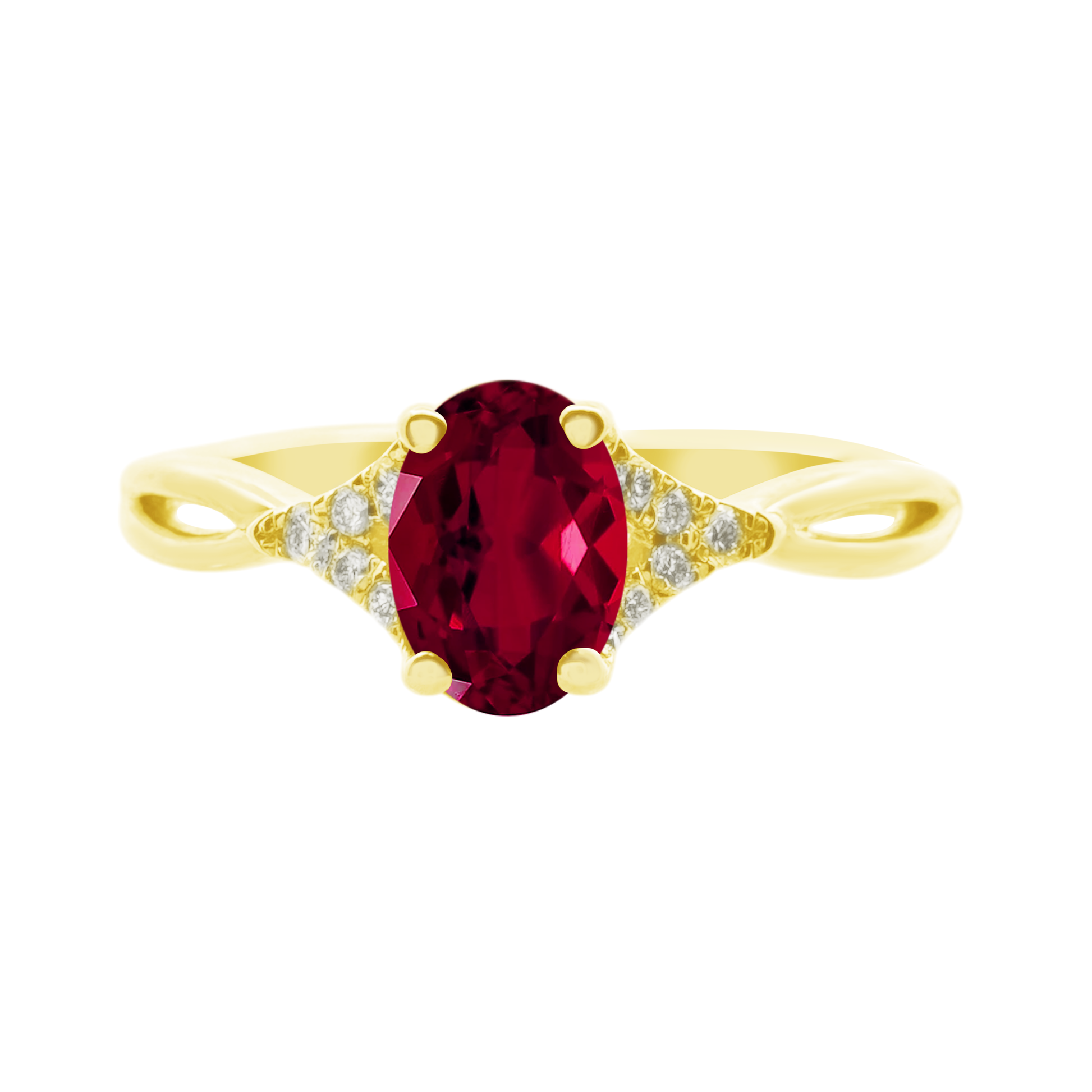 0.05Ct Dia 0.62Ct Ru 14K Yellow Gold Dia & Ruby Fashion Ring Size 7 1.2Dwt