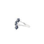 0.07Ctw Dird/0.51Ctw Sard 14K White Gold Dia & Sapphire Flowers Ring Size 7 2.2Dwt