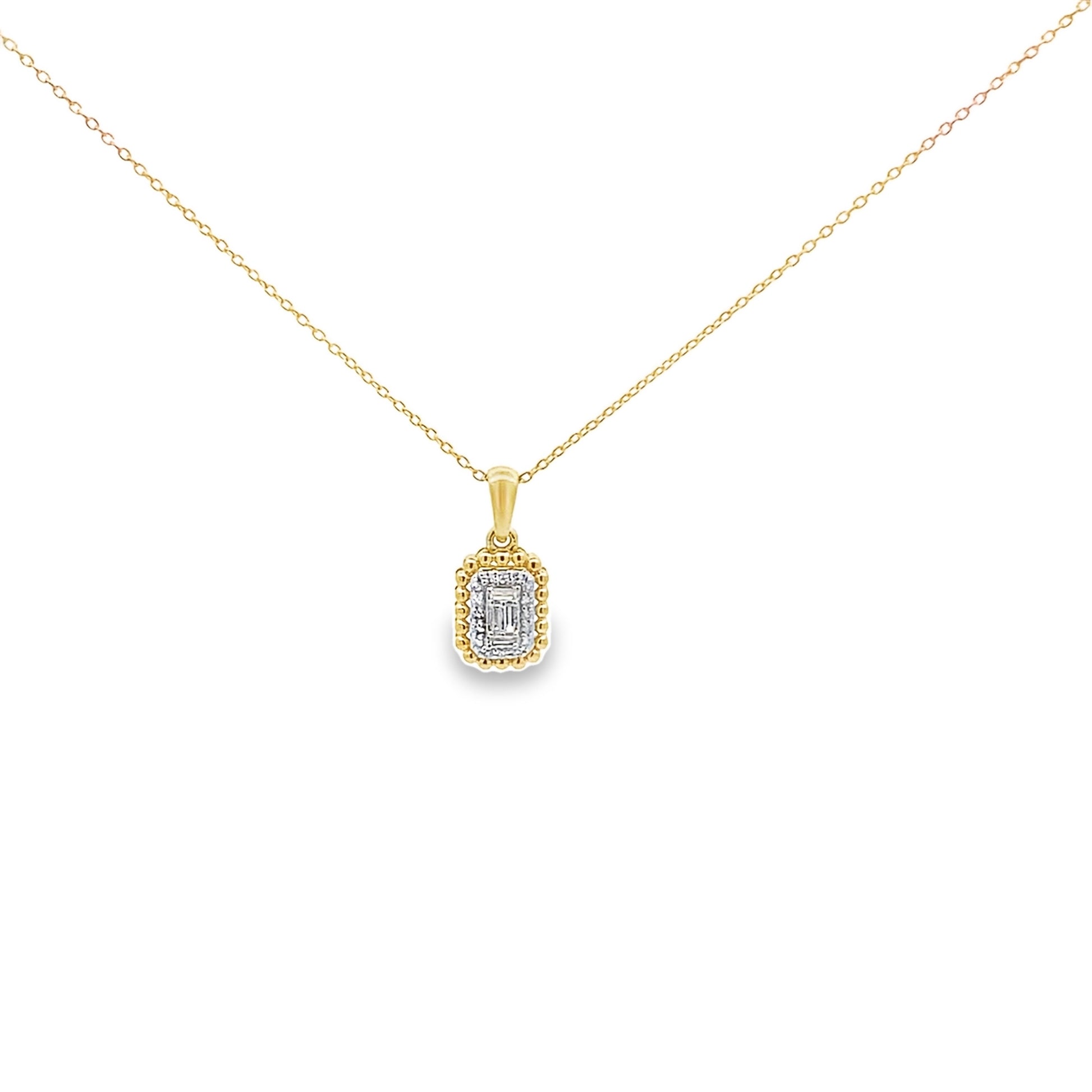 0.10Ctw 14K Yellow Gold Diamond Necklace 19In 1.2Dwt