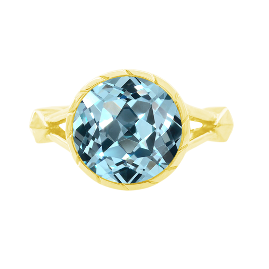 1.57Ct Bt 14K Yellow Gold Swiss Blue Topaz Fashion Ring Size 7 1.5Dwt
