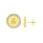 10K Yellow Gold Cz Bear Style Stud Earrings 1.3Dwt