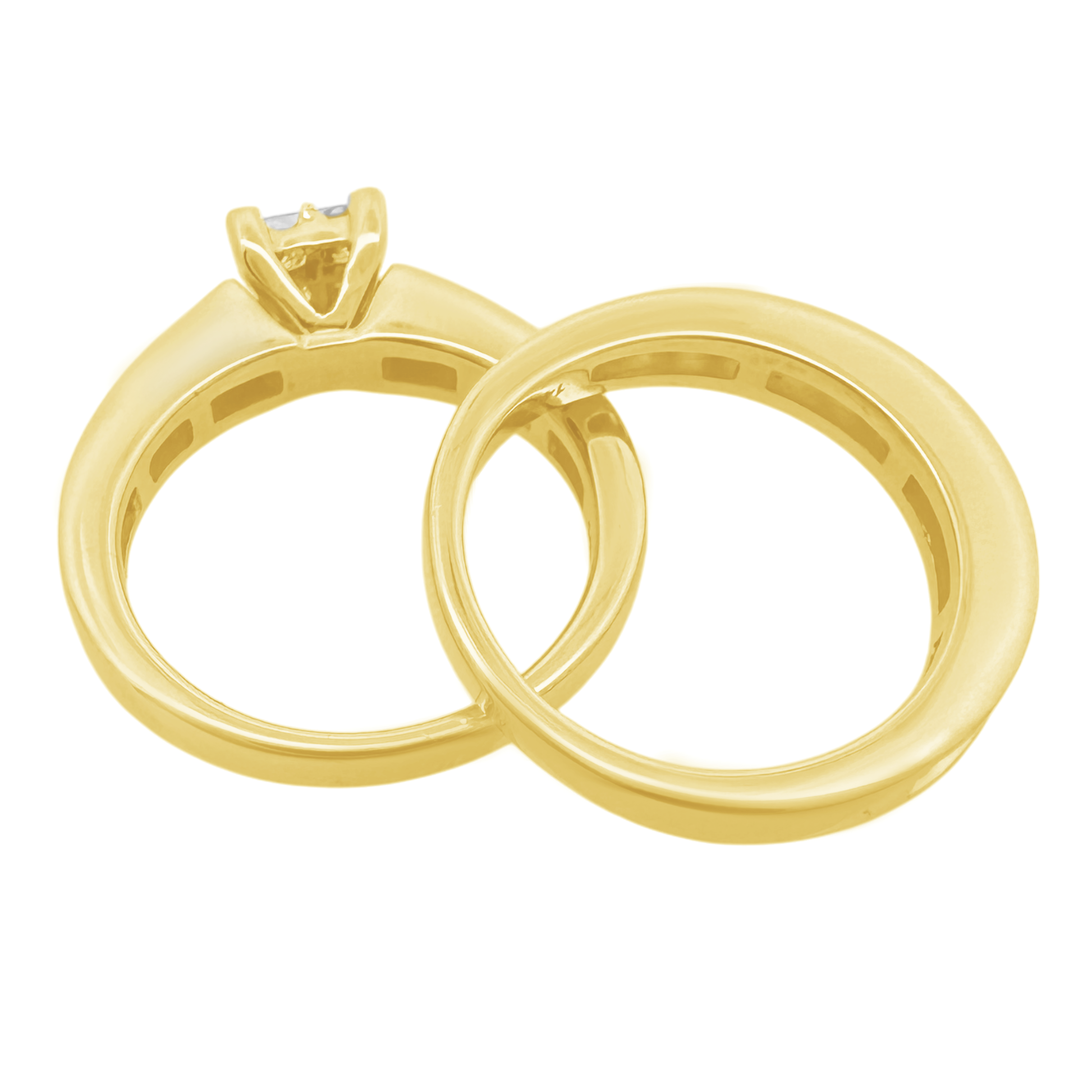 1.60Ctw 14K Yellow Gold Diamond Wedding Set Size 7 5.9Dwt