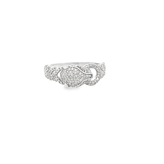 0.50Ctw 14K White Gold Panther Style Diamond Fashion Ring Size 7 2.1Dwt