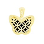 10K Yellow Gold Cz & Onyx Butterfly Pendant 1.9Dwt