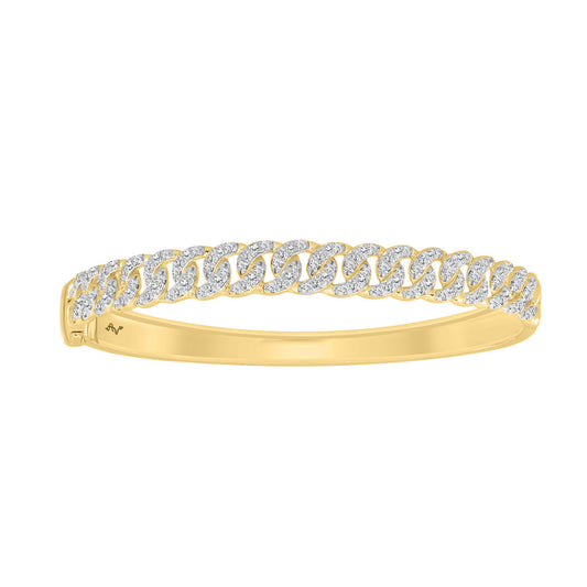 LADIES BANGLE 1.00CT ROUND DIAMOND 14K YELLOW GOLD