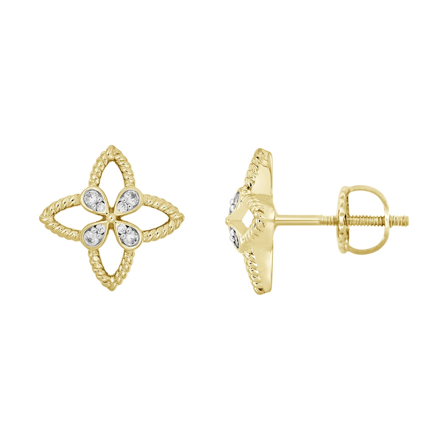 LADIES EARRING 0.20CT ROUND DIAMOND 14K YELLOW GOLD