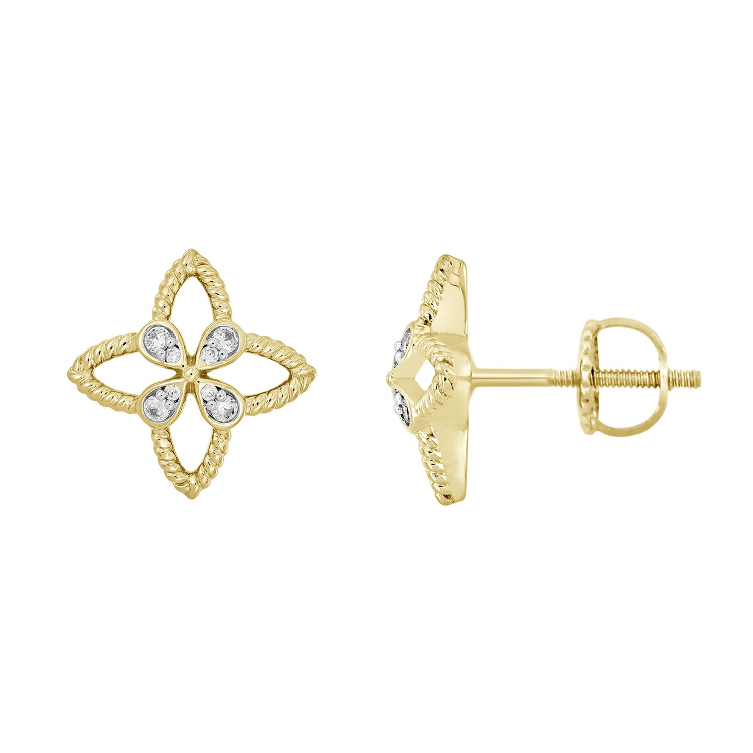 LADIES EARRING 0.20CT ROUND DIAMOND 14K YELLOW GOLD
