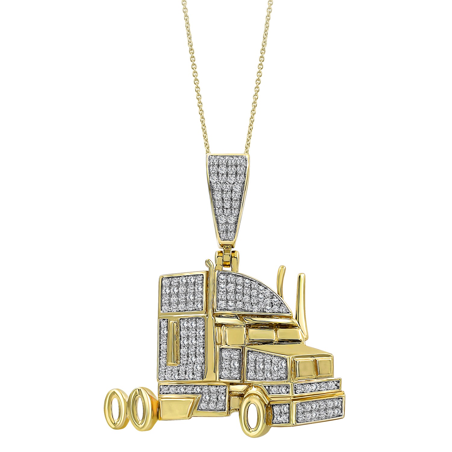 MEN'S CHARM PENDANT 0.75CT ROUND DIAMOND 10K YELLOW GOLD