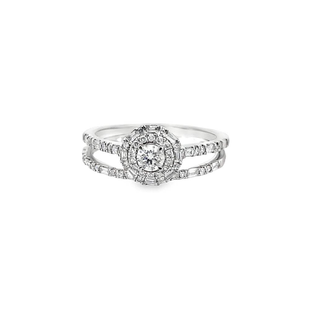 0.50Ct 14K White Gold Diamond Wedding Set Ring Size 7 2.0Dwt