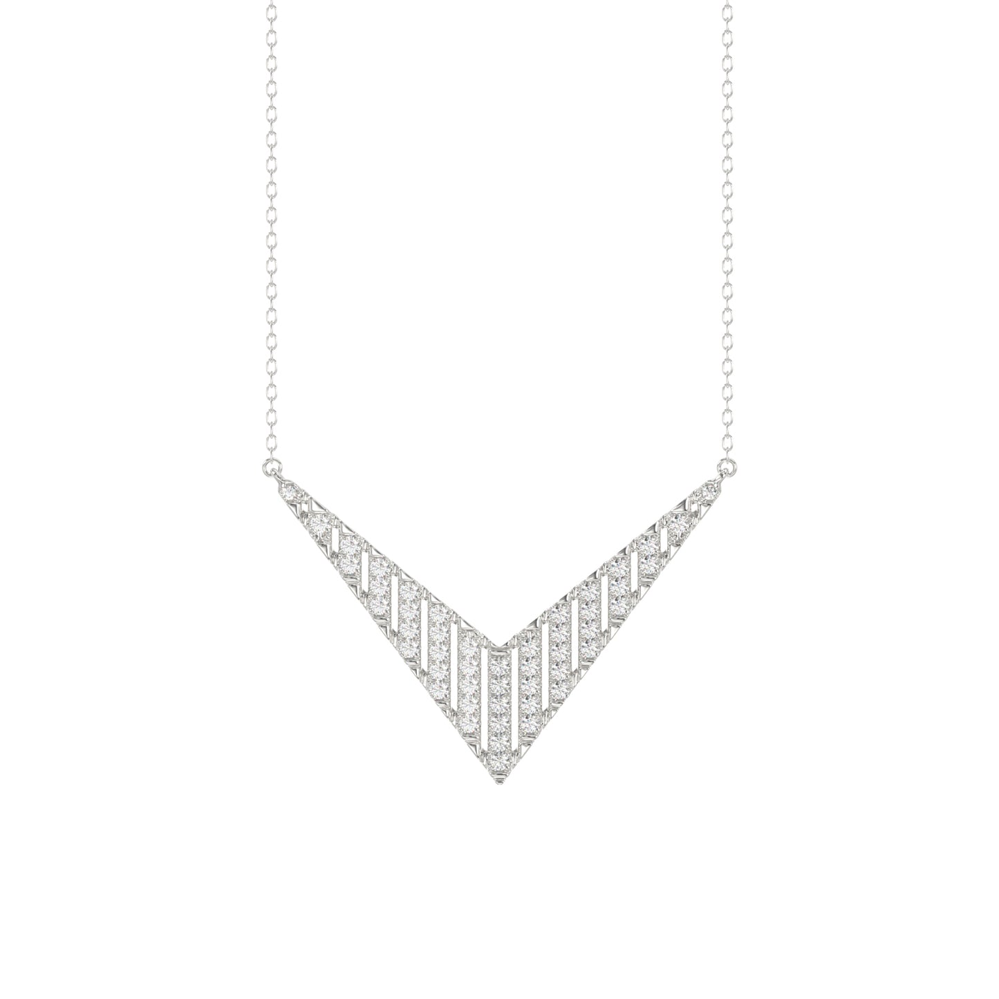 LADIES NECKLACE 0.33CT ROUND DIAMOND 14K WHITE GOLD