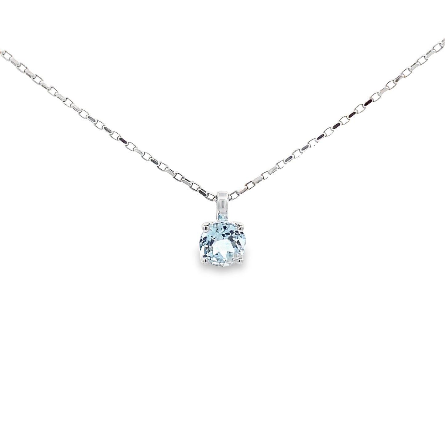 0.76 Aqrd 14K White Gold Aquamarine Pendant 0.4Dwt