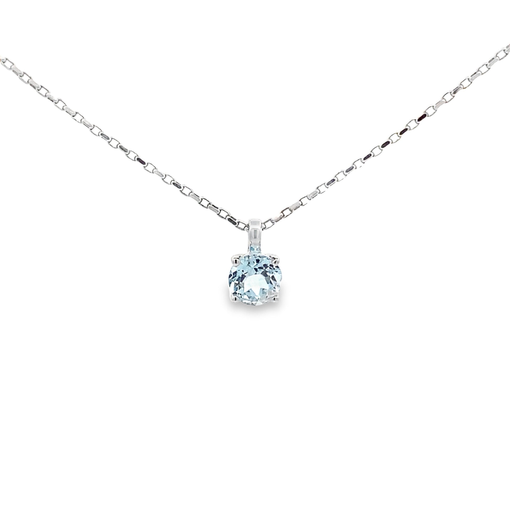 0.76 Aqrd 14K White Gold Aquamarine Pendant 0.4Dwt
