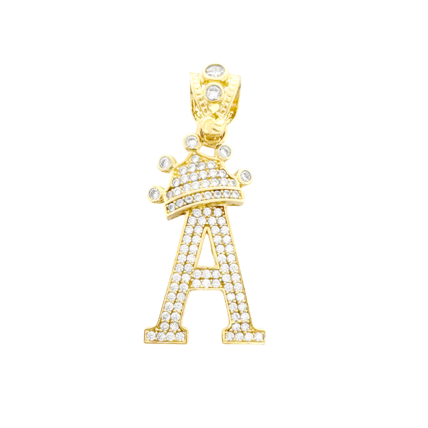 10K Yellow Gold Cz Letter "A " Pendant 2.9Dwt