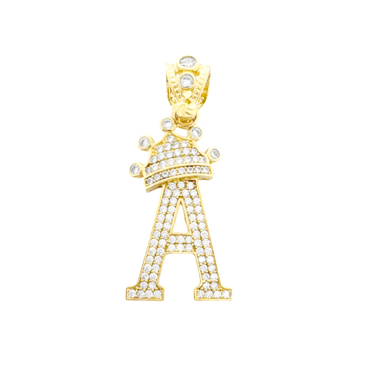 10K Yellow Gold Cz Letter "A " Pendant 2.9Dwt