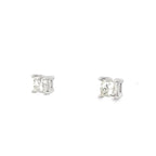 0.74Ctw 14K White Gold Solitaire Princess Cut Diamond Earrings 0.5Dwt