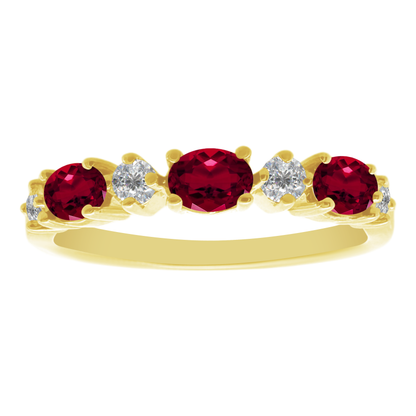 0.60Gaov 0.16Dird 14K Yellow Gold Garnet & Dia Ring Size 7 1.6Dwt