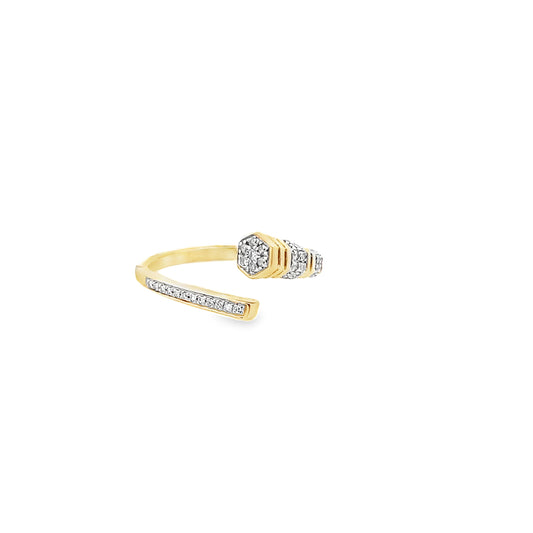 0.15Ctw 14K Yellow Gold Diamond Fashion Ring Size 7 1.6Dwt