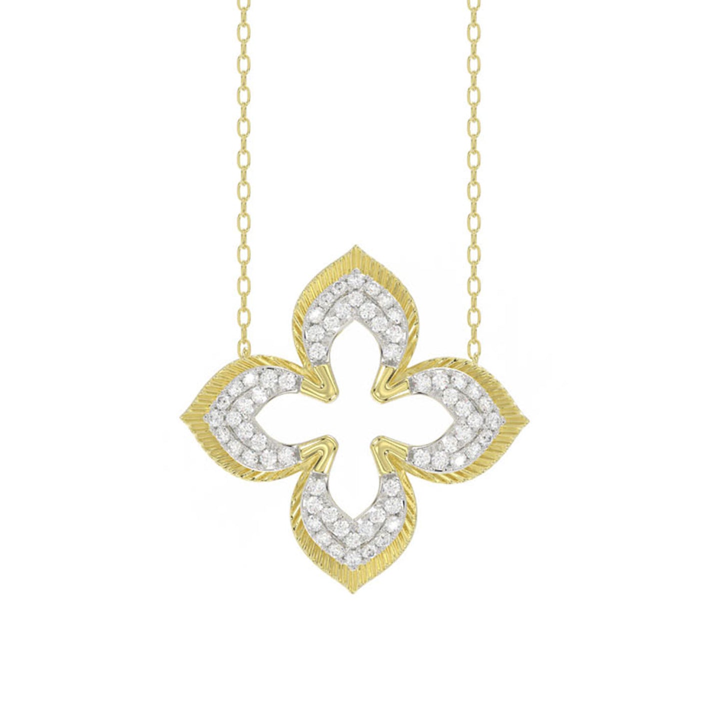 LADIES PENDANT WITH CHAIN 0.16CT ROUND DIAMOND 14K YELLOW GOLD