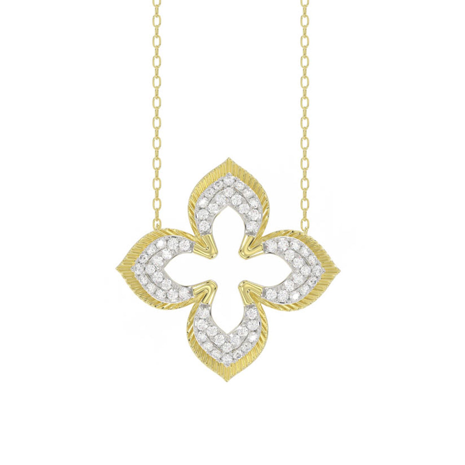 LADIES PENDANT WITH CHAIN 0.16CT ROUND DIAMOND 14K YELLOW GOLD