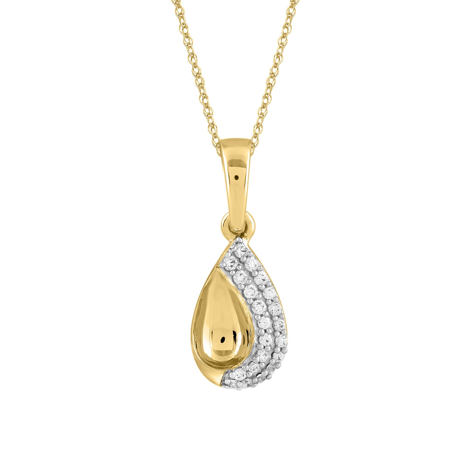 LADIES PENDANT WITH CHAIN 0.05CT ROUND DIAMOND 10K YELLOW GOLD