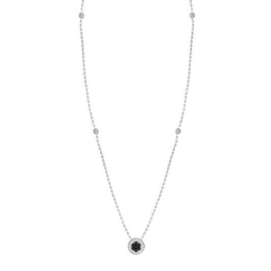 LADIES NECKLACE 0.33CT ROUND/BLACK DIAMOND 14K WHITE GOLD