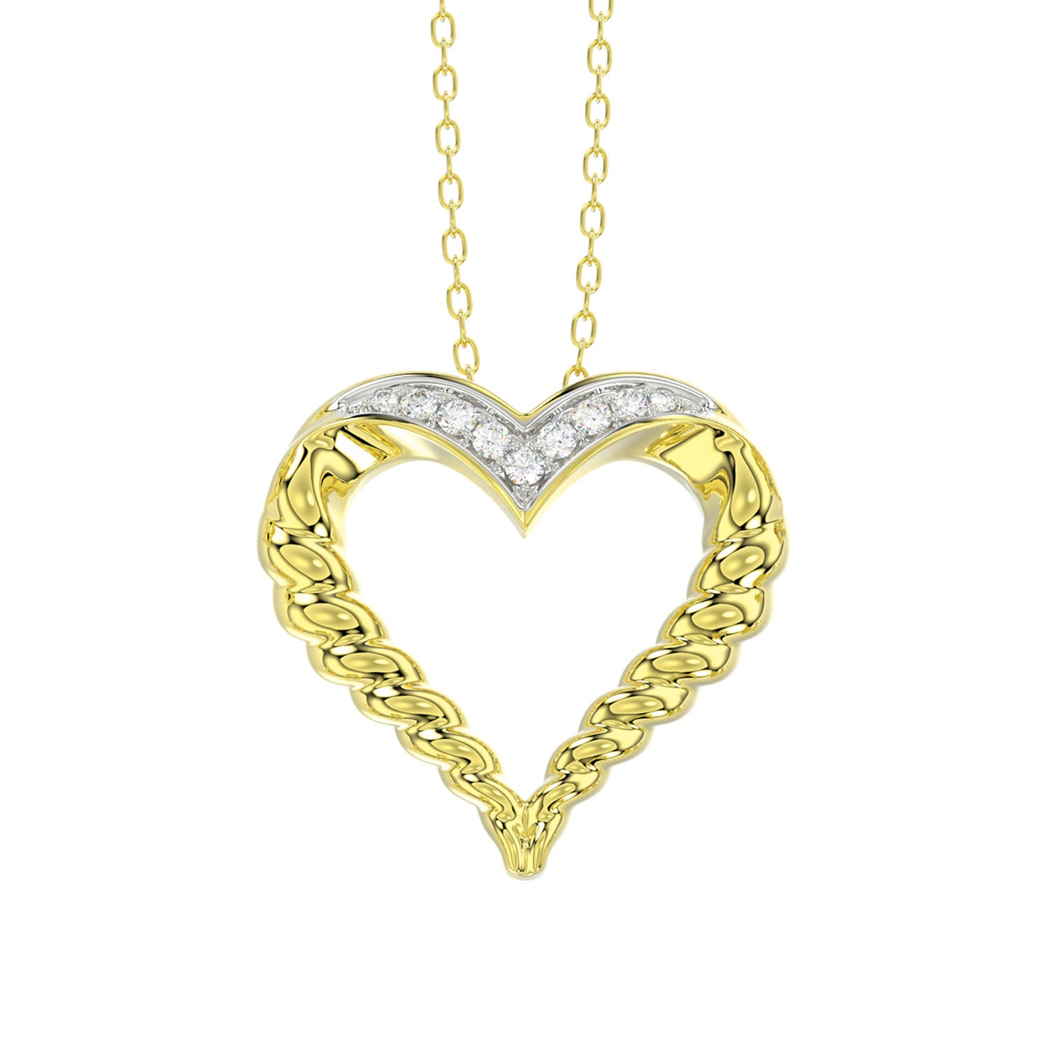 LADIES PENDANT 0.07CT ROUND DIAMOND 14K YELLOW GOLD WITH CHAIN