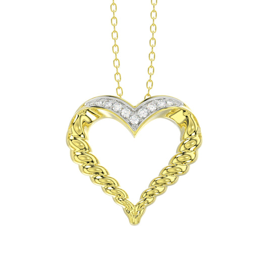 LADIES PENDANT 0.07CT ROUND DIAMOND 14K YELLOW GOLD WITH CHAIN